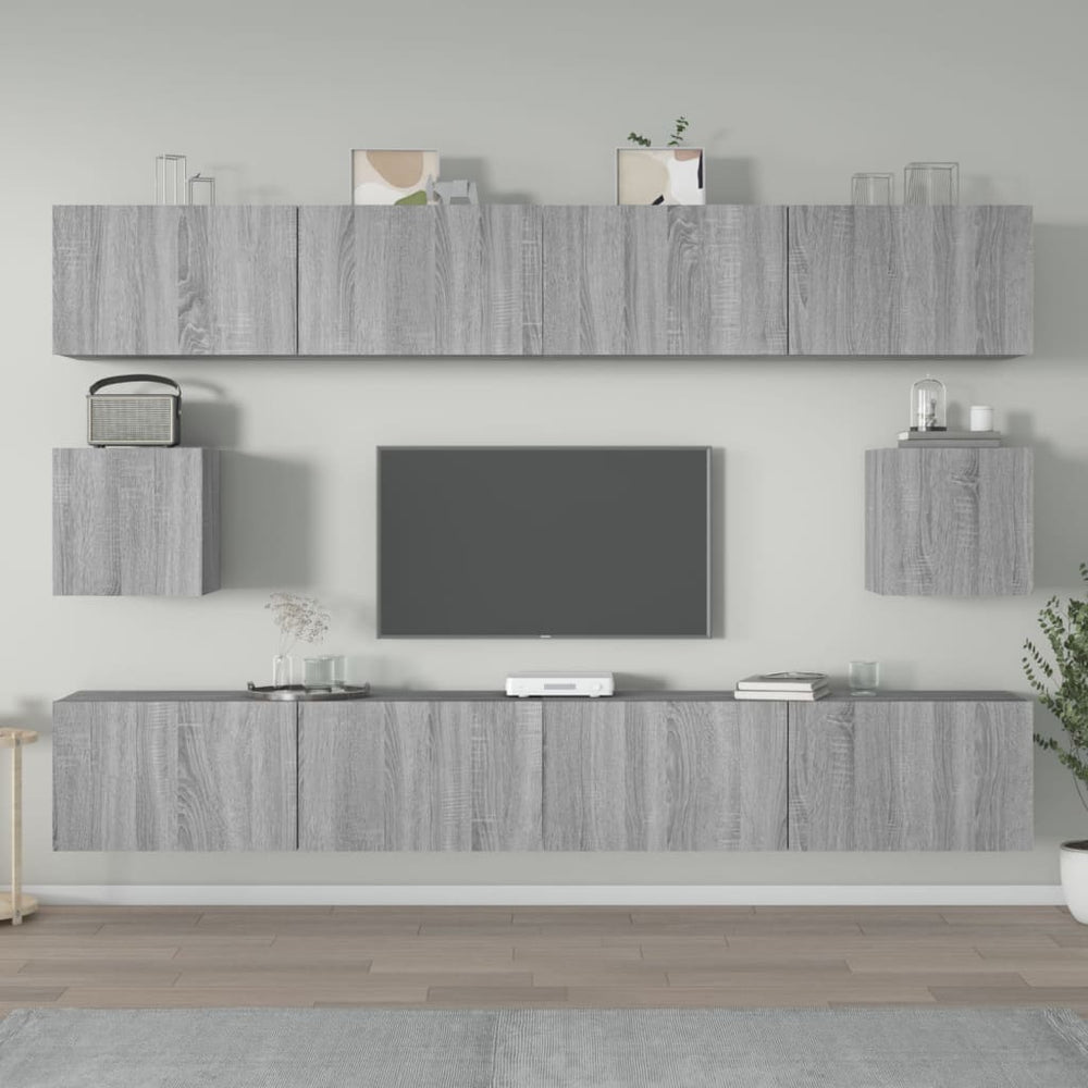 6-tlg. TV-Schrank-Set Grau Sonoma Holzwerkstoff