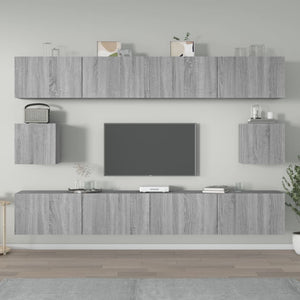 6-tlg. TV-Schrank-Set Grau Sonoma Holzwerkstoff