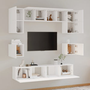 8-tlg. TV-Schrank-Set Weiß Holzwerkstoff