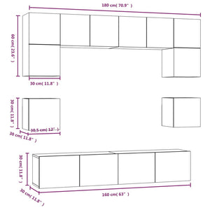 8-tlg. TV-Schrank-Set Weiß Holzwerkstoff