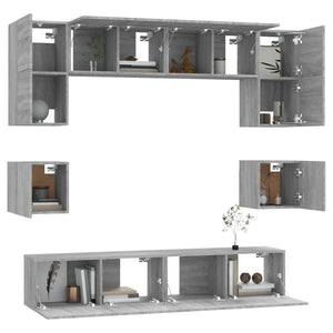 8-tlg. TV-Schrank-Set Grau Sonoma Holzwerkstoff