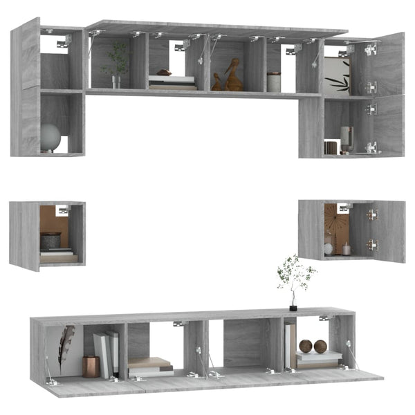 8-tlg. TV-Schrank-Set Grau Sonoma Holzwerkstoff