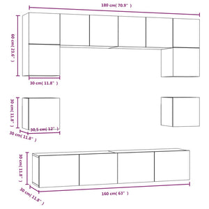 8-tlg. TV-Schrank-Set Grau Sonoma Holzwerkstoff