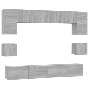 8-tlg. TV-Schrank-Set Grau Sonoma Holzwerkstoff
