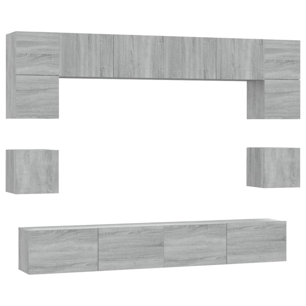 8-tlg. TV-Schrank-Set Grau Sonoma Holzwerkstoff