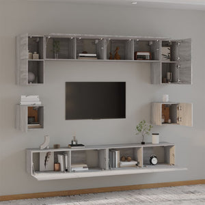 8-tlg. TV-Schrank-Set Grau Sonoma Holzwerkstoff
