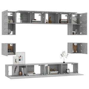 8-tlg. TV-Schrank-Set Grau Sonoma Holzwerkstoff