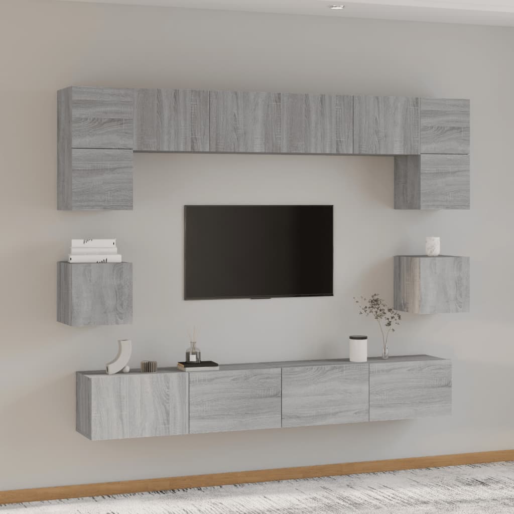 8-tlg. TV-Schrank-Set Grau Sonoma Holzwerkstoff