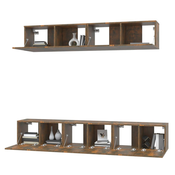 5-tlg. TV-Schrank-Set Räuchereiche Holzwerkstoff