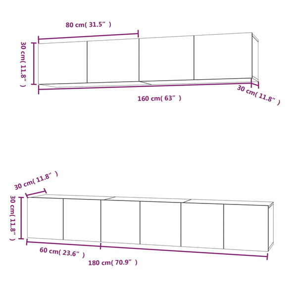 5-tlg. TV-Schrank-Set Grau Sonoma Holzwerkstoff