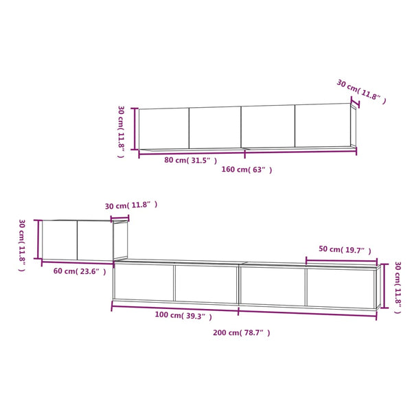 5-tlg. TV-Schrank-Set Grau Sonoma Holzwerkstoff