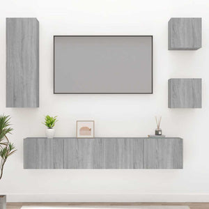 5-tlg. TV-Schrank-Set Grau Sonoma Holzwerkstoff