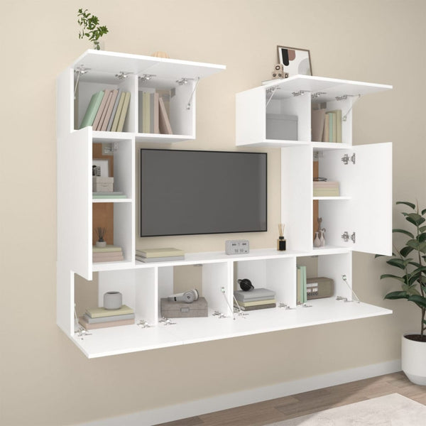 6-tlg. TV-Schrank-Set Weiß Holzwerkstoff