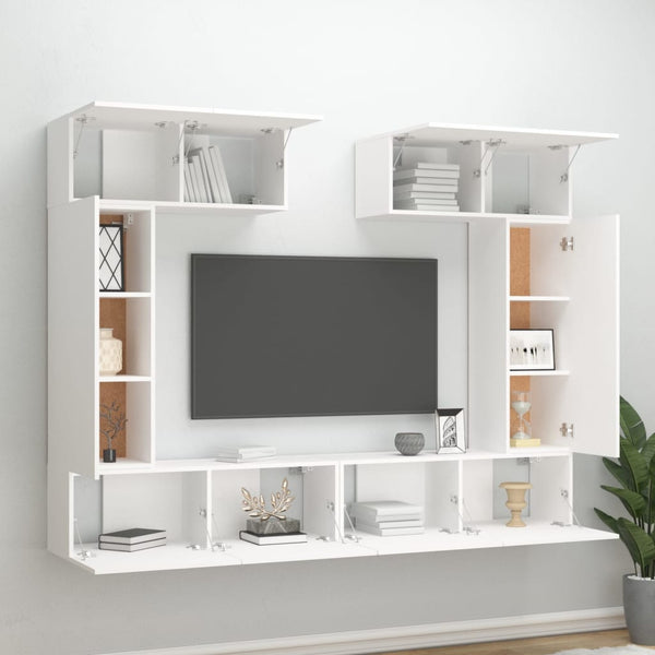 6-tlg. TV-Schrank-Set Weiß Holzwerkstoff