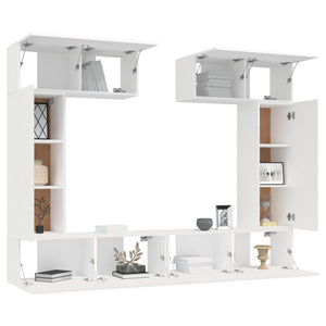 6-tlg. TV-Schrank-Set Weiß Holzwerkstoff