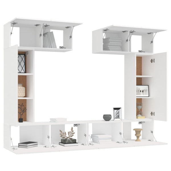 6-tlg. TV-Schrank-Set Weiß Holzwerkstoff