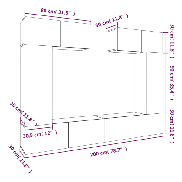 6-tlg. TV-Schrank-Set Sonoma-Eiche Holzwerkstoff