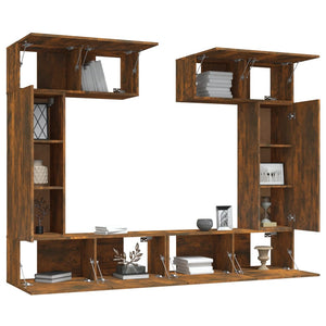 6-tlg. TV-Schrank-Set Räuchereiche Holzwerkstoff