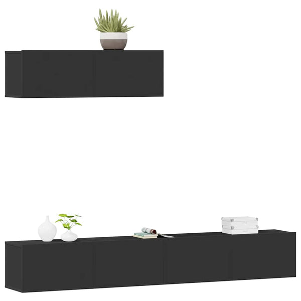 3-tlg. TV-Schrank-Set Schwarz Holzwerkstoff