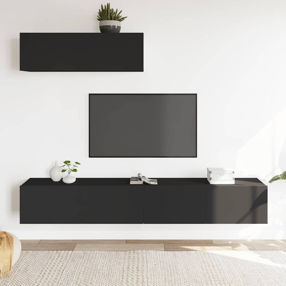 3-tlg. TV-Schrank-Set Schwarz Holzwerkstoff