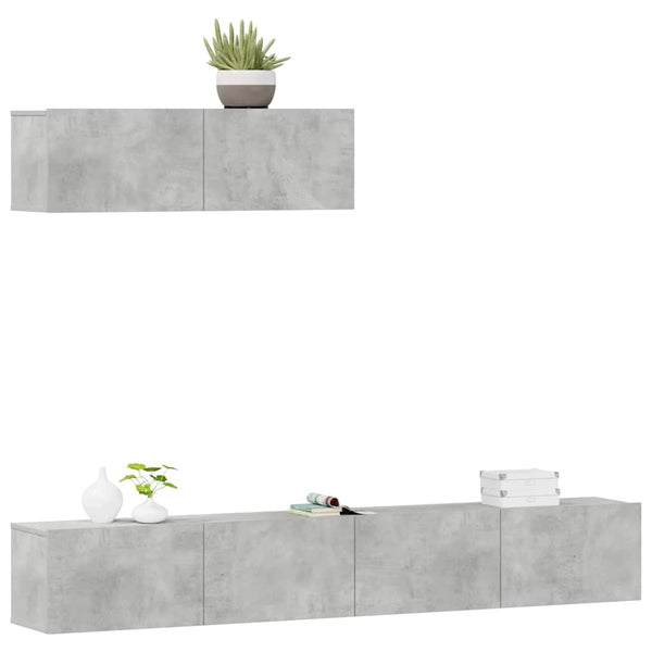 3-tlg. TV-Schrank-Set Betongrau Holzwerkstoff