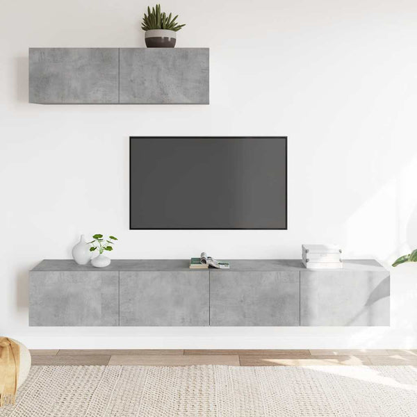 3-tlg. TV-Schrank-Set Betongrau Holzwerkstoff