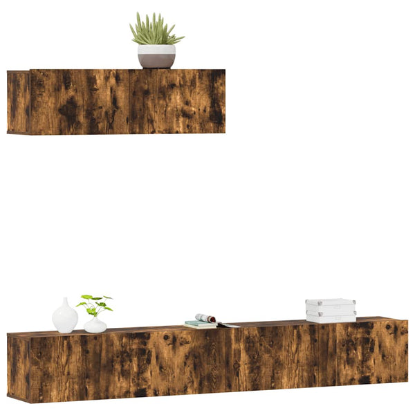 3-tlg. TV-Schrank-Set Räuchereiche Holzwerkstoff