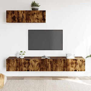 3-tlg. TV-Schrank-Set Räuchereiche Holzwerkstoff