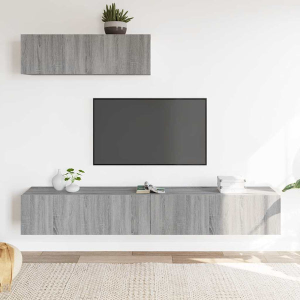 3-tlg. TV-Schrank-Set Grau Sonoma Holzwerkstoff