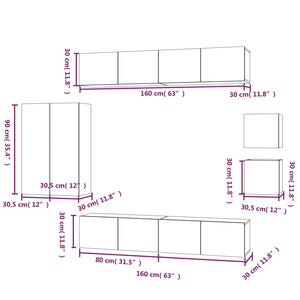 8-tlg. TV-Schrank-Set Grau Sonoma Holzwerkstoff
