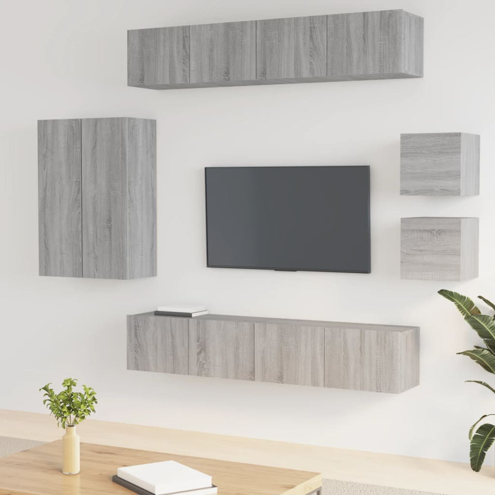 8-tlg. TV-Schrank-Set Grau Sonoma Holzwerkstoff
