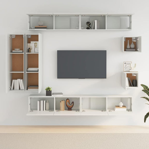 8-tlg. TV-Schrank-Set Weiß Holzwerkstoff