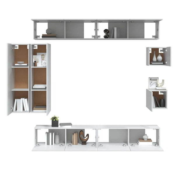 8-tlg. TV-Schrank-Set Weiß Holzwerkstoff