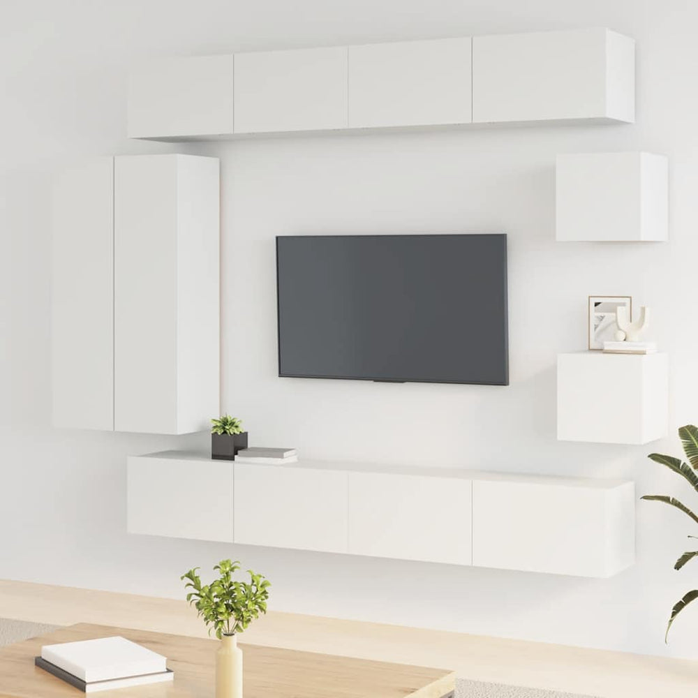 8-tlg. TV-Schrank-Set Weiß Holzwerkstoff