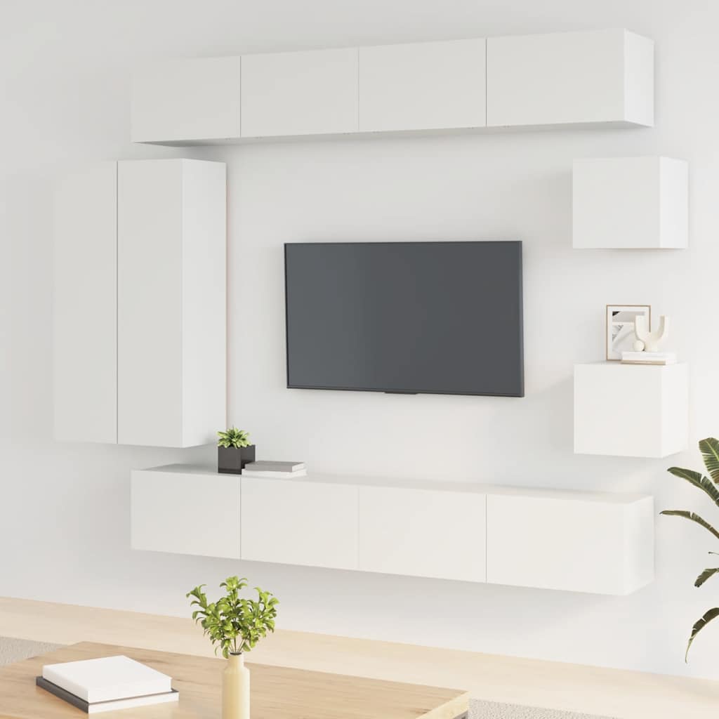 8-tlg. TV-Schrank-Set Weiß Holzwerkstoff
