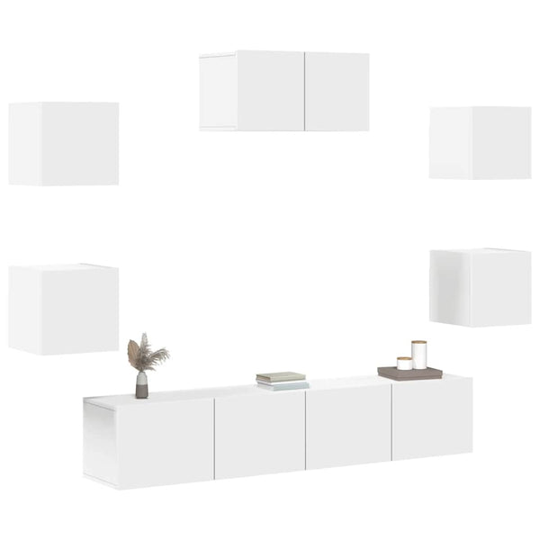 7-tlg. TV-Schrank-Set Weiß Holzwerkstoff