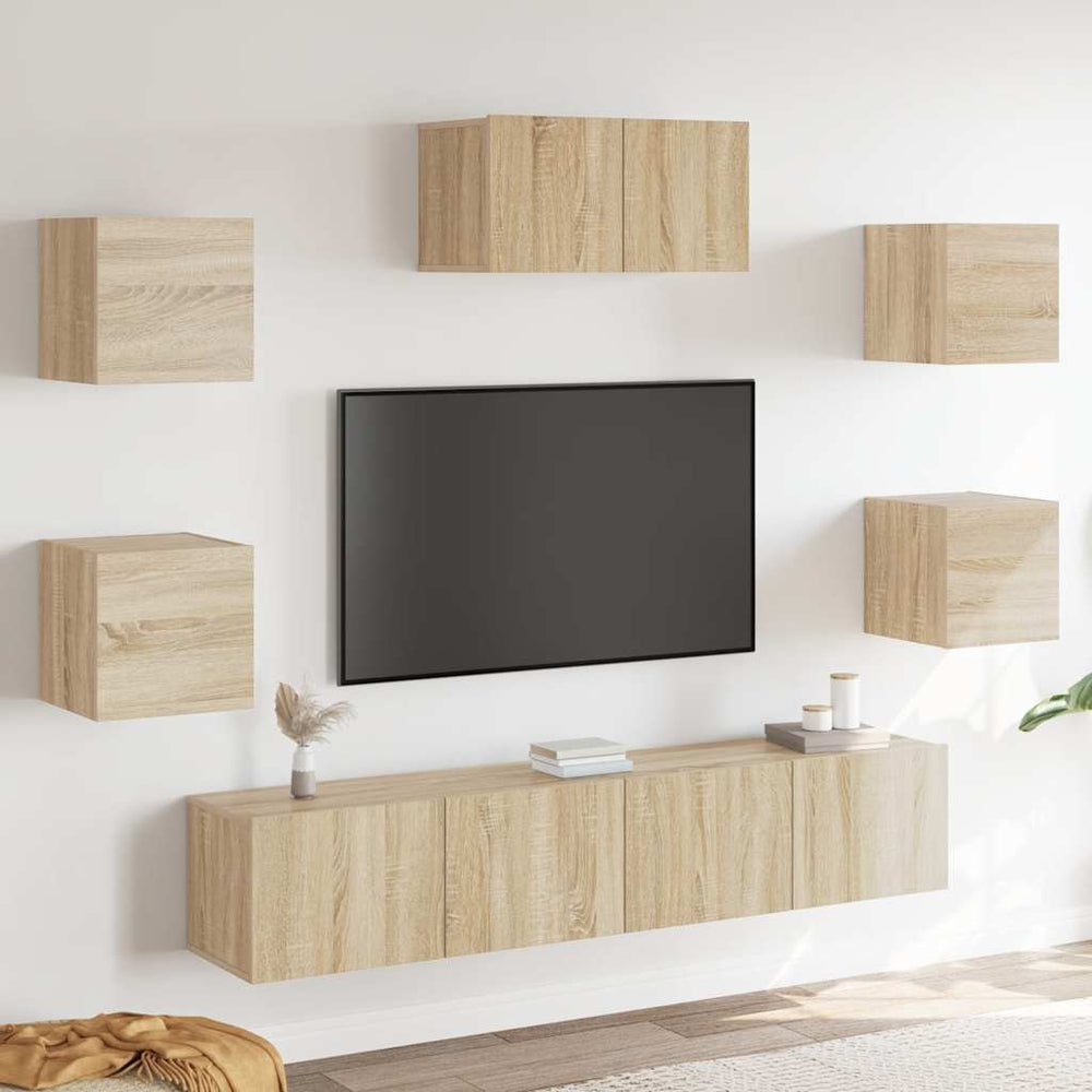 7-tlg. TV-Schrank-Set Sonoma-Eiche Holzwerkstoff
