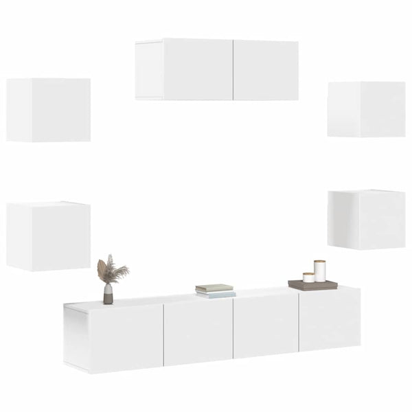 7-tlg. TV-Schrank-Set Weiß Holzwerkstoff