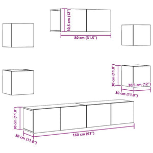 7-tlg. TV-Schrank-Set Sonoma-Eiche Holzwerkstoff