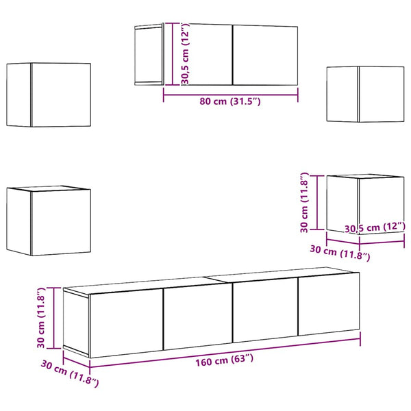 7-tlg. TV-Schrank-Set Sonoma-Eiche Holzwerkstoff