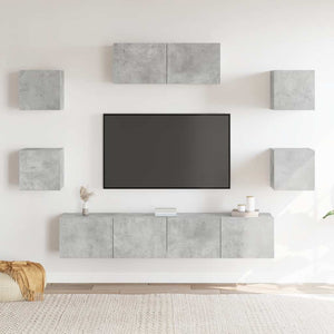 7-tlg. TV-Schrank-Set Betongrau Holzwerkstoff