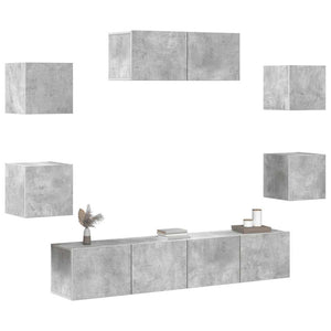 7-tlg. TV-Schrank-Set Betongrau Holzwerkstoff