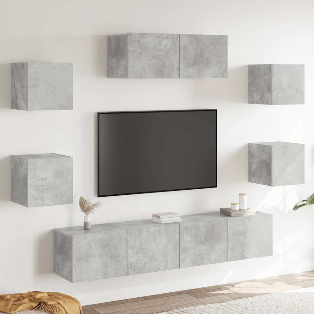 7-tlg. TV-Schrank-Set Betongrau Holzwerkstoff