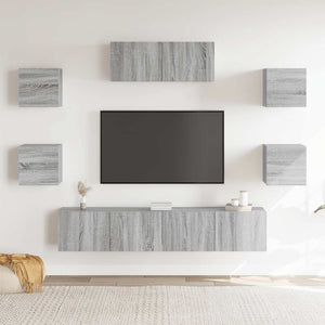 7-tlg. TV-Schrank-Set Grau Sonoma Holzwerkstoff