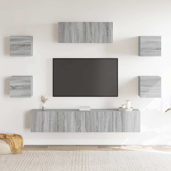 7-tlg. TV-Schrank-Set Grau Sonoma Holzwerkstoff