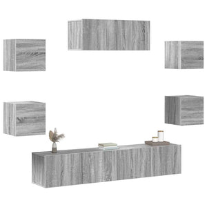 7-tlg. TV-Schrank-Set Grau Sonoma Holzwerkstoff