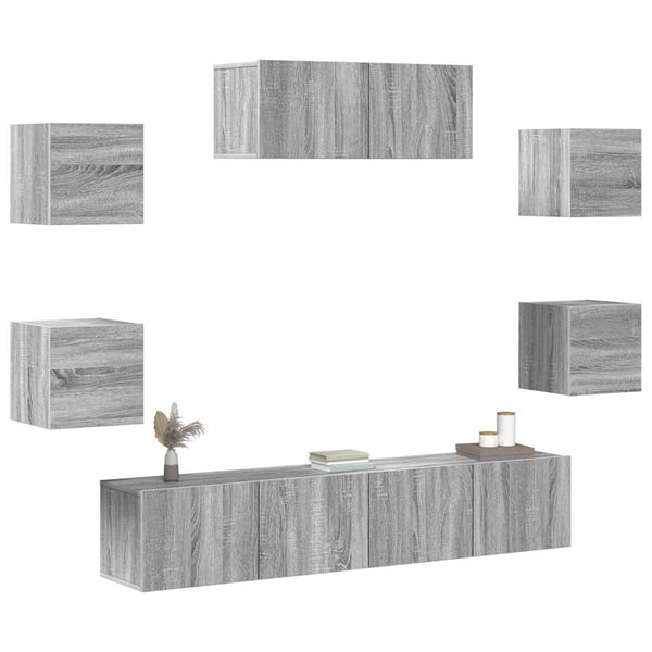 7-tlg. TV-Schrank-Set Grau Sonoma Holzwerkstoff