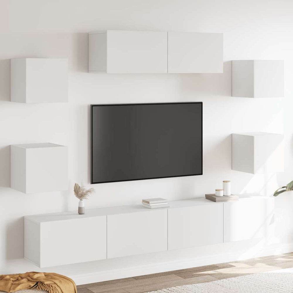 7-tlg. TV-Schrank-Set Weiß Holzwerkstoff