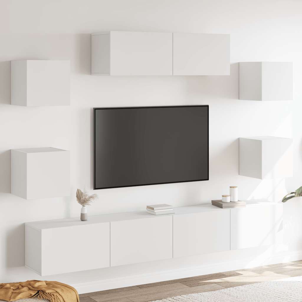 7-tlg. TV-Schrank-Set Weiß Holzwerkstoff