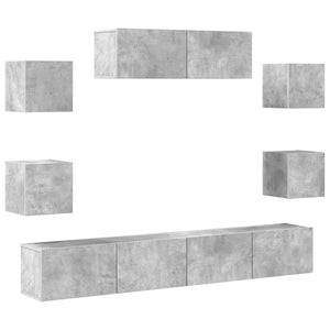 7-tlg. TV-Schrank-Set Betongrau Holzwerkstoff